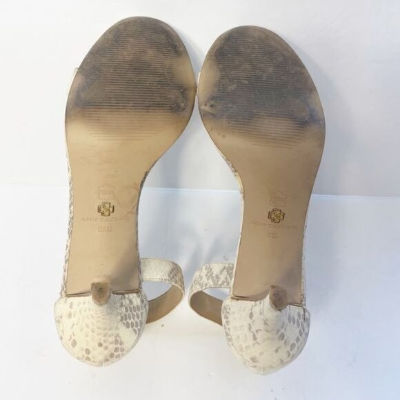 Ann Taylor Geri Snake Skin Ankle Strap Sandals Neutral Beige Size 8.5 - Picture 7 of 9